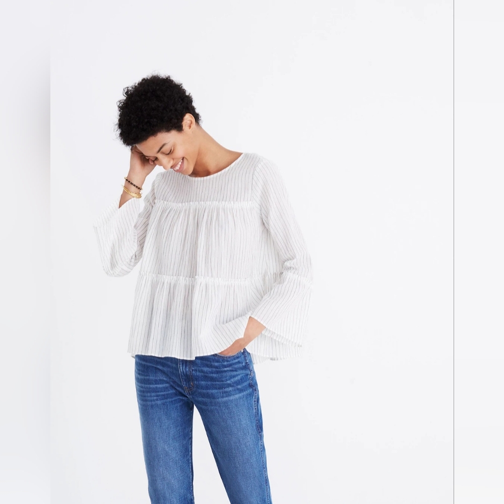 Madewell  Tiered Top in Haysboro Stripe. Size S